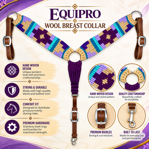 Harnais de poitrail occidental pour chevaux, orné de perles, motif Navajo, extrémités en cuir et laine, modèle personnalisé pour poneys, cobards et chevaux, fabriqué en Uttar - Product Image 2