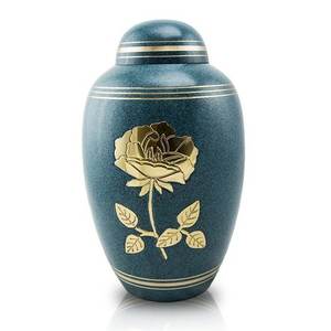 Urna Funeraria de Metal para Cenizas de Adultos, Grabada y Pulida en Latón Verde, Estilo Americano/Europeo - Product Image 3