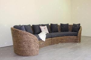 Conjunto de Sala de Estar Curvo de Jacinto de Agua con Otomana, Muebles de Interior de Estilo Costero Moderno - Product Image 3