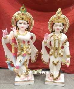Marble Krishna Painted Exclusive Murti Indian Exporter Statue Worship Hindu Culture Handmade High Quality Marble - Product Image 2