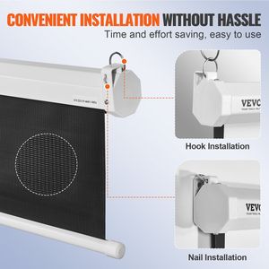 Écran de projection rétractable manuel de 100 pouces, 16:9, 4K, 1080 HD, verrouillage automatique, écran de cinéma portable pour home cinéma - Product Image 5