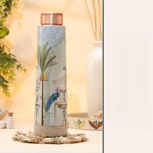 Bouteille d'eau en cuivre Royal Peacock Courtyard, objet d'art pour jardin de palais, bouteille réutilisable pour la maison, le bureau, les voyages, cadeau - Product Image 2