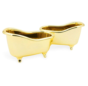<b>Shower</b> Soap Case Gold Polished Small Bath Tub Design 2 Pieces wholesale Price Bathroom Soap <b>Storage</b> Holder For Sale - Product Image 1