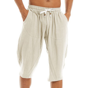 Nouvelle Arrivée - Short Sportif Homme en Coton et Lin, Couleur Unie, Écologique, Coupe Ample au Genou, Capri, Yoga, Fitness, Décontracté, Imperméable - Product Image 2