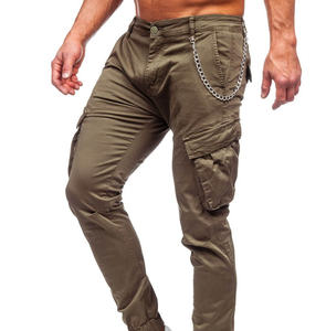 Pantalon cargo pour homme à taille élastique avec logo imprimé personnalisé, poches, ceinture, coupe décontractée, idéal pour les trajets quotidiens - Product Image 2
