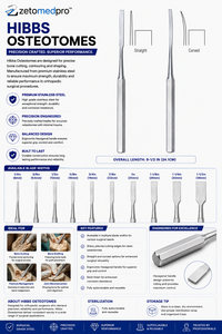 Osteotomes HIBBS de 6 mm à 38 mm de largeur de lame, ZETOMEDPRO, instruments chirurgicaux orthopédiques manuels certifiés CE - Product Image 4
