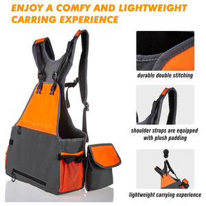 Gilet de chasse haute visibilité orange fluo respirant avec poches pour cartouches et porte-bouteilles - Product Image 3