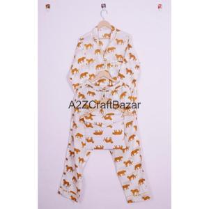 Ensemble de pyjama pour femme en coton 100% fait main en Inde, imprimé floral élégant, vêtements de resort d'été, doux, respirant, séchage rapide, logo sur le devant, cadeau - Product Image 5