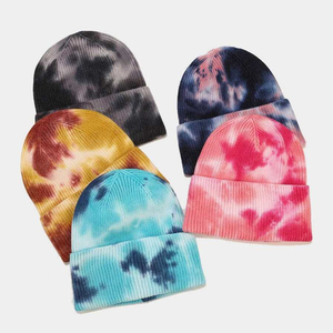 Unisex Tie <b>Dye</b> Beanie Hat 100% Acrylic Cuffed Winter Cap Casual Style for Adults Multicolor Pattern Hand Painted Design - Product Image 6