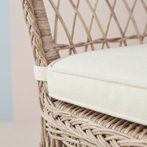 Handmade Durable Eco-Friendly Natural Rattan <b>Dining</b> <b>Chair</b> <b>Rustic</b> Design Armless Seat Soft Polyester Cushion - Product Image 6