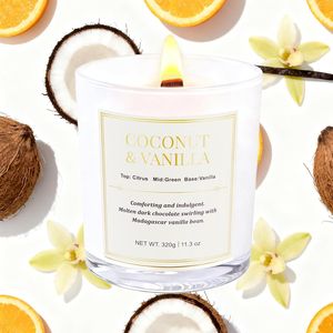 2-Pack Coconut Vanilla Aromatherapy Scented <b>Candles</b> Long-Lasting Wooden Wick Soy Wax Gift <b>Set</b> with Holiday Gift Boxes - Product Image 2