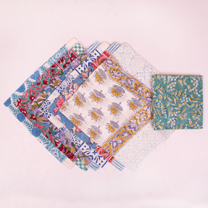 Cotton Hand Block Printed Reversible <b>Bandana</b> Square Scarf Lightweight Breathable Anti-Bacterial Quick-Dry Four-Way Stretch Wraps - Product Image 4