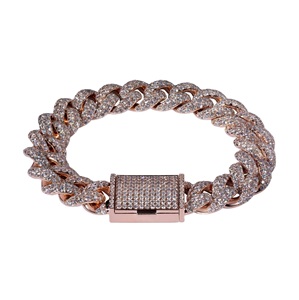 Bracelet Hip Hop en Moissanite Diamant de Fournisseur Indien, Chaîne Cuban Link Iced Out pour Hommes, Idéal pour Soirées et Événements de Musique Rap - En Vente - Product Image 1