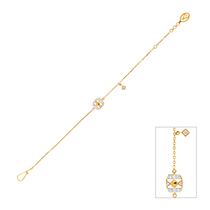 Pulsera Premium de Oro con Cubos y Brillantes Piedras de Circonia Cúbica |   Delicado Regalo de Joyería para Mujer - Product Image 2