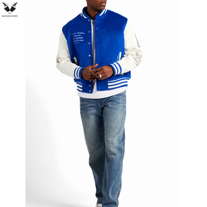 Wholesale Vintage Custom Varsity Jacket Men Premium Wool Body Cowhide Leather Sleeve Hip Hop Loose Fit Unisex College Jacket - Product Image 5