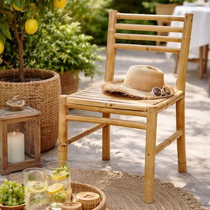 Natural Bamboo Dining <b>Chair</b> Handmade Bamboo <b>Chair</b> Eco Friendly Bamboo Furniture for Dining Room Kitchen Cafe Restaurant - Product Image 1