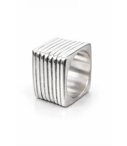 Chunky Sterling Silver Square <b>Ring</b> Brutalist Geometric Band Modernist <b>Statement</b> Jewelry Handmade Bold <b>Ring</b> for Women - Product Image 6