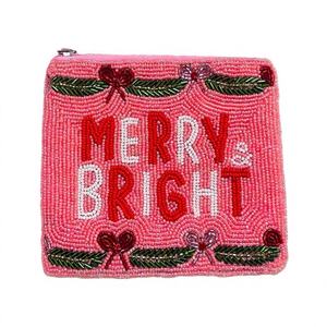 Porte-monnaie bandoulière bohème perlé à fleurs pour femme, avec fermeture éclair, grande capacité 11x14cm, mini sac à main Saint-Valentin - Product Image 1