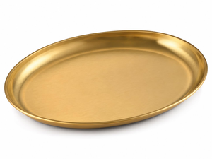 Plateau de service ovale en acier doré pour apéritifs, collations, desserts et plats, plateau décoratif pour table à manger - Product Image 1