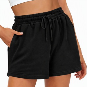 Women's <b>Pink</b> Fleece <b>Shorts</b> Solid Color Drawstring Waist Casual Loose Fit Breathable Knitted Regular Style Mid Rise Wholesale - Product Image 4