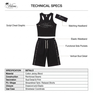Conjunto de Camiseta sin Mangas y Pantalones Cortos Tipo Bermuda para Mujer, Color Negro, Tejido Acanalado, Ropa de Estar por Casa, Etiqueta Personalizada OEM - Product Image 5