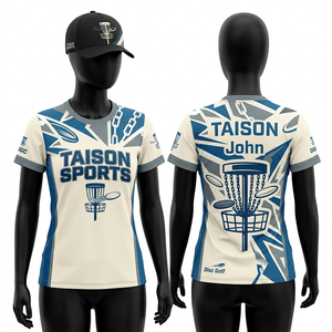 Camiseta de Disc Golf para Mujer, 145 GSM, Poliéster Ligero, Absorbe el Sudor, Azul Lima, Paneles Dinámicos, Sublimación, Diseño de Logotipo Personalizado - Product Image 4