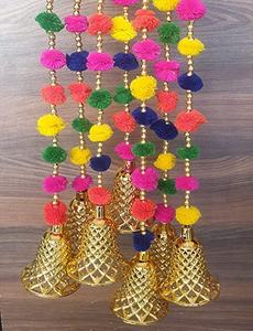 Handmade Multicolor Pompom Strings With Bell for Decoration Diwali Wedding Home Decor Wreaths - Product Image 5
