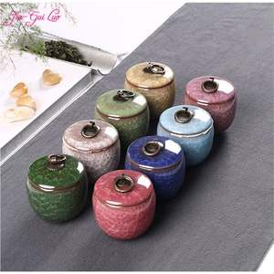 Tarro de Almacenamiento de Alimentos Pequeño al por Mayor |   Tarro de especias metálico con esmalte craquelado en 8 colores |   Mini Latas Portátiles para Té, Recipientes para Frutas para la Cocina - Product Image 1