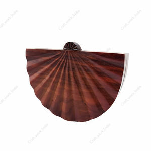 Handcrafted Fan Shape Wooden Clutch <b>Bag</b> <b>for</b> <b>Women</b> Designer Evening Party Wedding Statement Hard Case Wooden Purse - Product Image 3