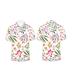เสื้อโปโลผู้ชายสีขาวพิมพ์ลายดอกไม้หลากสีลำลองแขนสั้นแฟชั่นฤดูร้อน - Product Image 3