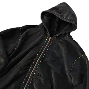 Sudadera con capucha de forro polar personalizada con pedrería, unisex, para invierno, con detalles de cristal, perfecta para pedidos al por mayor y de marcas. - Product Image 3