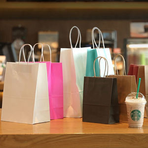 Custom <b>Biodegradable</b> Kraft <b>Paper</b> Gift Bags with Flat Handles and Flexographic Printing-Wholesale - Product Image 2
