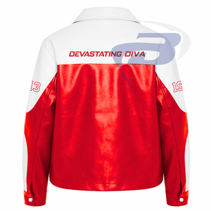 Delta | Sigma | Theta Sorority Devastating Divas PU Leather Women's <b>Racer</b> <b>Jacket</b> Front Zip-Up Biker Coat Casual Outerwear <b>Jacket</b> - Product Image 3