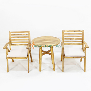 Juego de Sillas Plegables de Madera de Acacia Comehome para Cafetería o Bistro con Cojines Blancos Suaves - Product Image 6