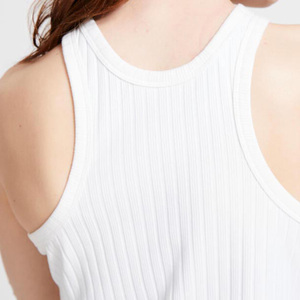 Camisetas sin mangas de punto transpirables de algodón y elastano para mujer, con logo frontal y cuello redondo, estilo casual, ODM - Product Image 4