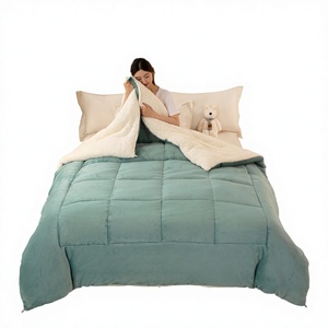 Couette matelassée réversible, hiver automne, garnissage polyester doux, hypoallergénique, taille Queen, lavable en machine, ensemble de literie - Product Image 1