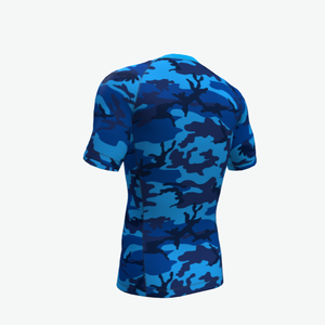 Chemise de compression à manches courtes pour homme, camouflage bleu, séchage rapide, polyester, pour adultes - Product Image 1