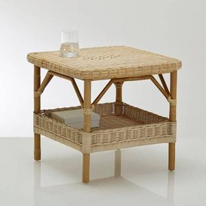 Mesa de centro de ratán natural hecha a mano con estante de almacenamiento funcional para apartamento y sala de estar - Product Image 2