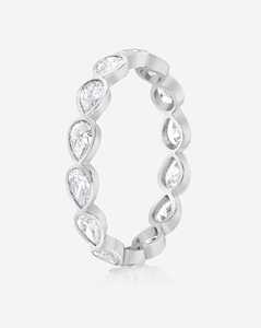 Pear Cut Lab Grown Diamond Stackable <b>Ring</b> 14k Solid Gold Bezel Set 3 mm Minimalist Solitaire <b>Dainty</b> Full Eternity Wedding Band - Product Image 6