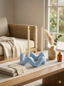 Orion เชิงเทียนทำด้วยมือแบบโมเดิร์นทำด้วยมือทำจากเรซินเคลือบเงาออกแบบเป็นคลื่นตกแต่งภายในบ้านตกแต่งโต๊ะ - Product Image 4