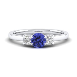 Bagues de fiançailles REYES en argent sterling 925 de haute qualité avec pierre précieuse tanzanite ronde de 0,5 carat et moissanite, bijoux fins - Product Image 1