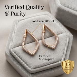 Best Workmanship Vintage Jewelry Personalise High End 18k <b>Solid</b> Rose <b>Gold</b> Natural Diamond Hoop Earring <b>Huggie</b> for Wedding Party - Product Image 3