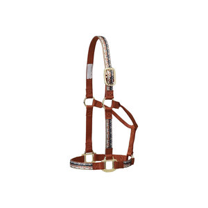 Nylon Horse Halter With Tribal Pattern And Gold Hardware For <b>Equestrian</b> Use - Product Image 1
