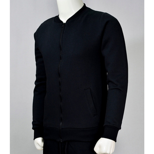 <b>Mens</b> Black Fleece <b>Jacket</b> Stand Collar Zipper Closure Casual Fleece Polyester Material Solid Color Autumn Wear Regular Fit - Product Image 1