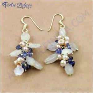 Pendientes de Plata de Ley 925 con Perlas de Agua Dulce y Diseño de Flor, Estilo Bohemio Romántico para Mujer, Marca Art Palace - Product Image 3