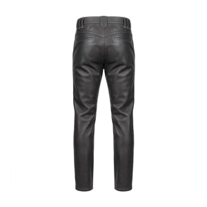 Pantalon en toile noir pour homme, taille haute, coupe droite, décontracté, braguette boutonnée, poids moyen, style été, 100% coton, délavé, coupe-vent - Product Image 2