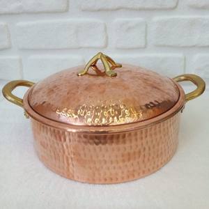Casserole en cuivre artisanale de qualité supérieure avec couvercle, casserole en cuivre haut de gamme avec poignées en laiton pour cuisine professionnelle - Product Image 2