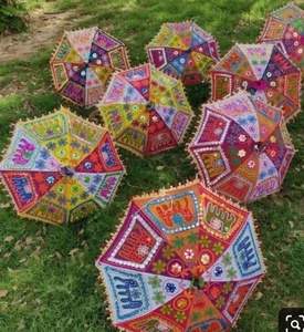 Paraguas DE BODA indio Paraguas hecho a mano Decoraciones Sombrillas vintage Paraguas de algodón - Product Image 2