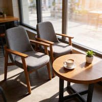 Meubles de restaurant commerciaux XY, ensemble de table à manger en bois, chaises rembourrées grises écologiques modernes, utilisation hôtelière
