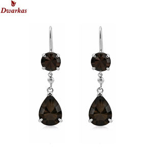 ต่างหูอินเทรนด์สำหรับผู้หญิง ดีไซน์หรูหรา เงินแท้ 925 ประดับควอตซ์สโมคกี้ ซีซี ต่างหูพลอยหลากชนิด ของขวัญสำหรับงานฉลองครบรอบ - Product Image 2